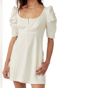 Free People Cream Puff Sleeve Mini Dress
